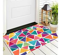 ALTCIRNMD Felpudo Antideslizante,Rosa Coser Triángulos Goma Antideslizante Decoración con Patrón 3D,Geometría De Acuarela para Interiores Y Exteriores Baño/Dormitorio/Cocina,80X120Cm