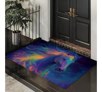 ALTCIRNMD Felpudo Caballo Ensueño Estilo Ilustración Abstracta para Puerta Entrada,Alfombrillas Antideslizante Lavable,Alfombra Interior Bienvenida Colores del Arcoíris para Cocina Balcón,60X90Cm