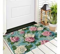 ALTCIRNMD Felpudo De Entrada Blanco Rosado Vides De Rosas 3D Ilustraciones Medievales 70X100Cm Suave Duradero Bienvenida para Puerta Casa Trasera Delantera Garajes Alfombra Otoño