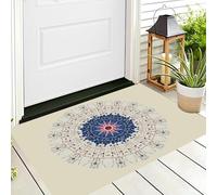 ALTCIRNMD Felpudo De Entrada Rojo Azul Líneas De Puntos 3D Arte De Mandala 50X80Cm Suave Duradero Bienvenida para Puerta Casa Trasera Delantera Garajes Alfombra Otoño