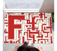 ALTCIRNMD Felpudo De Entrada Rojo Blanco Mosaico A Rayas 3D Geometría Visual 50X80Cm Suave Duradero Bienvenida para Puerta Casa Trasera Delantera Garajes Alfombra Otoño