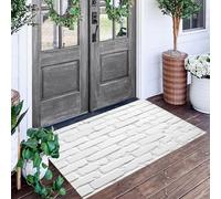 ALTCIRNMD Felpudo Entrada Casa 90X150Cm,Antideslizante Y Lavable,Alfombra De Entrada Interior con Pared De Ladrillos Empalmados,Tapete De Arquitectura Retro Blanco