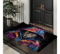 ALTCIRNMD Felpudo Leopardo Súper Genial Estilo Grafiti Callejero,Antideslizante,Estera Rectangular Lavable A Máquina De Poliéster para Entrada,Cocina,Dormitorio,Baño,Decoración del Hogar,90X150Cm