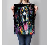 ALTCIRNMD Lienzo Decorativo Perro Salpicado De Tinta 60X90Cm, Estilo Grafiti Callejero Para Sala De Estar, Póster Decorativo Vertical Grande Y Pequeño Para Dormitorio, Mujeres Y Hombres