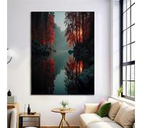 ALTCIRNMD Lienzos Decorativos Lagos Bosques Cuadro Sobre Lienzo Naturaleza De Ensueño Vertical 60X90Cm Cuadros Decoracion Salon Dormitorio Cocina Cuadros Pared Imágenes Wall Art Prints Decor