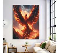 ALTCIRNMD Negro Y Rojo Fénix De Las Cenizas Cuadros 30X40Cm Lienzos Decoracion Animales De Fantasía Dormitorios Comedor Pasillo Oficina Salon Cuadros Pared Impresiones Wall Art Prints