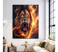 ALTCIRNMD Prints Amarillo Anaranjado León De Llamas Pósters De Arte De Pared Decoración De Dormitorio,Animales De Fantasía Laminas Decorativas Impressions Sobre Lienzo Cuadros,Sin Marco 30X40Cm