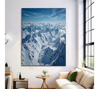 ALTCIRNMD Prints Azul Blanco Alpes Pósters De Arte De Pared Decoración De Dormitorio,Naturaleza Espectacular Laminas Decorativas Impressions Sobre Lienzo Cuadros,Sin Marco 80X120Cm