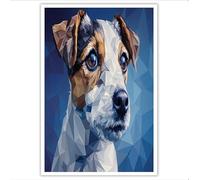 ALTCIRNMD Prints Azul Jack Russell Terrier Pósters De Arte De Pared Decoración De Dormitorio,Ilustraciones De Polígonos Laminas Decorativas Impressions Sobre Lienzo Cuadros,Sin Marco 30X40Cm