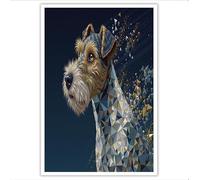 ALTCIRNMD Prints Azul Parduzco Fox Terrier Americano Pósters De Arte De Pared Decoración De Dormitorio,Animales Abstractos Laminas Decorativas Impressions Sobre Lienzo Cuadros,Sin Marco 80X120Cm