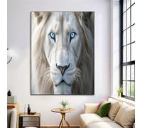ALTCIRNMD Prints Blanco Poderoso León Blanco Pósters De Arte De Pared Decoración De Dormitorio,Animales Realistas Laminas Decorativas Impressions Sobre Lienzo Cuadros,Sin Marco 70X100Cm