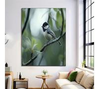 ALTCIRNMD Prints Blanquecino Carbonero Común Pósters De Arte De Pared Decoración De Dormitorio,Animales Naturales Laminas Decorativas Impressions Sobre Lienzo Cuadros,Sin Marco 50X70Cm