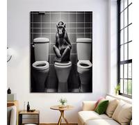 ALTCIRNMD Prints Blanquecino Mono Del Baño Pósters De Arte De Pared Decoración De Dormitorio,Animales De Baño Laminas Decorativas Impressions Sobre Lienzo Cuadros,Sin Marco 80X120Cm