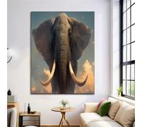ALTCIRNMD Prints Negro Elefante Del Cielo Pósters De Arte De Pared Decoración De Dormitorio,Animales De Fantasía Laminas Decorativas Impressions Sobre Lienzo Cuadros,Sin Marco 30X40Cm