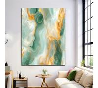 ALTCIRNMD Prints Verde Dorado Mármol De Jadeíta Pósters De Arte De Pared Decoración De Dormitorio,Textura De Remolino Laminas Decorativas Impressions Sobre Lienzo Cuadros,Sin Marco 50X70Cm