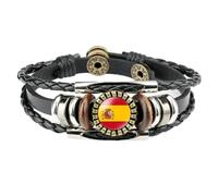 ALTCIRNMD Pulsera De España,Pulsera De España Ajustable,Pulsera con Símbolo De La Bandera De España Pulsera De Cuero con Bandera,Pulsera De Apoyo De España para Hombres Y Mujeres,Adorno Patriótico É
