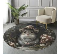 ALTCIRNMD Ratón Hongo 3D Alfombra De Sala Grande Azul Animales Lindos Patrón Alfombra Infantil Habitación Antideslizante Suave Alfombrilla De Decoración Juego Felpudo,Blanco Grisáceo 60Cm