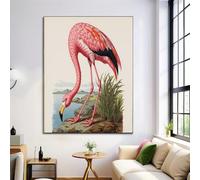 ALTCIRNMD Rosa Flamencos En La Hierba Lienzo Laminas Decorativa De Interiores Arte Pintando Animales Pared Decoración Fotos Cartel Para Dormitorio Baño Cocina Galería Salón Sin Marco 50X70Cm