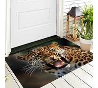 ALTCIRNMD Tapete Amarillo Leopardo Feroz Puerta Felpudo De Entrada Exterior Atrapar Suciedad Alfombra Animales Salvajes para Interior Jardines Cocina Pasillo Trasera Delantera,50X80Cm