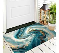 ALTCIRNMD Tapete Azul Dorado Mármol En Espiral Puerta Felpudo De Entrada Exterior Atrapar Suciedad Alfombra Textura Abstracta para Interior Jardines Cocina Pasillo Trasera Delantera,80X120Cm