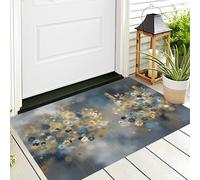 ALTCIRNMD Tapete Azul Grisáceo Flores De Línea Puerta Felpudo De Entrada Exterior Atrapar Suciedad Alfombra Plantas Abstractas para Interior Jardines Cocina Pasillo Trasera Delantera,90X150Cm