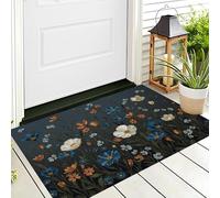 ALTCIRNMD Tapete Azul Oscuro Prado De Flores Silvestres Puerta Felpudo De Entrada Exterior Atrapar Suciedad Alfombra Jardín De Sueños para Interior Jardines Cocina Pasillo Trasera Delantera,80X120Cm