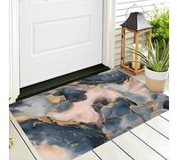 ALTCIRNMD Tapete Azul Pálido Mármol Lineal Puerta Felpudo De Entrada Exterior Atrapar Suciedad Alfombra Arte Elegante para Interior Jardines Cocina Pasillo Trasera Delantera,40X60Cm