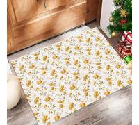 ALTCIRNMD Tapete Blanco Amarillento Flores Hojas Puerta Felpudo De Entrada Exterior Atrapar Suciedad Alfombra Plantas Retro para Interior Jardines Cocina Pasillo Trasera Delantera,70X100Cm