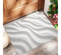 ALTCIRNMD Tapete Blanco Grisáceo Curva De Onda Puerta Felpudo De Entrada Exterior Atrapar Suciedad Alfombra Minimalista Moderno para Interior Jardines Cocina Pasillo Trasera Delantera, 80X120Cm