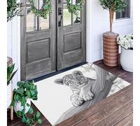 ALTCIRNMD Tapete Blanco León De La Rama del Árbol Puerta Felpudo De Entrada Exterior Atrapar Suciedad Alfombra Animales Simples para Interior Jardines Cocina Pasillo Trasera Delantera,60X90Cm