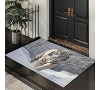ALTCIRNMD Tapete Blanco Tigre De Blancanieves Puerta Felpudo De Entrada Exterior Atrapar Suciedad Alfombra Estilo Natural Realista para Interior Jardines Cocina Pasillo Trasera Delantera,70X100Cm