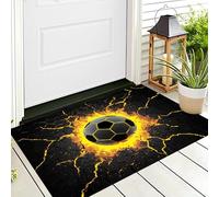ALTCIRNMD Tapete Blanco Y Negro Fútbol Hexagonal Puerta Felpudo De Entrada Exterior Atrapar Suciedad Alfombra Deportes De Fantasía para Interior Jardines Cocina Pasillo Trasera Delantera,60X90Cm