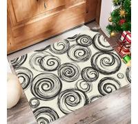 ALTCIRNMD Tapete Blanco Y Negro Líneas En Espiral Puerta Felpudo De Entrada Exterior Atrapar Suciedad Alfombra Imágenes Dinámicas para Interior Jardines Cocina Pasillo Trasera Delantera, 90X150Cm