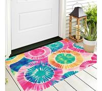 ALTCIRNMD Tapete Color Patrón Circular Puerta Felpudo De Entrada Exterior Atrapar Suciedad Alfombra Geometría Abstracta para Interior Jardines Cocina Pasillo Trasera Delantera,80X120Cm