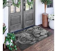 ALTCIRNMD Tapete Gris Cachorro De León Madre Puerta Felpudo De Entrada Exterior Atrapar Suciedad Alfombra Animales Simples para Interior Jardines Cocina Pasillo Trasera Delantera,80X120Cm