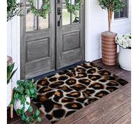 ALTCIRNMD Tapete Marrón Estampado De Leopardo Puerta Felpudo De Entrada Exterior Atrapar Suciedad Alfombra Textura De Pelaje para Interior Jardines Cocina Pasillo Trasera Delantera,80X120Cm