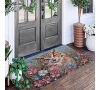 ALTCIRNMD Tapete Marrón Rosado Búho De Flores Puerta Felpudo De Entrada Exterior Atrapar Suciedad Alfombra Animales Impresionistas para Interior Jardines Cocina Pasillo Trasera Delantera,70X100Cm