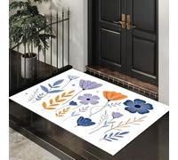 ALTCIRNMD Tapete Naranja-Azul Flores Hojas Puerta Felpudo De Entrada Exterior Atrapar Suciedad Alfombra Piso Simple para Interior Jardines Cocina Pasillo Trasera Delantera,90X150Cm