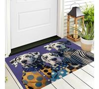 ALTCIRNMD Tapete Naranja-Blanco Cachorro Vestido Puerta Felpudo De Entrada Exterior Atrapar Suciedad Alfombra Animales Sencillos para Interior Jardines Cocina Pasillo Trasera Delantera,50X80Cm
