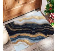 ALTCIRNMD Tapete Oro Negro Textura De Mármol Puerta Felpudo De Entrada Exterior Atrapar Suciedad Alfombra Arte Abstracto para Interior Jardines Cocina Pasillo Trasera Delantera, 40X60Cm