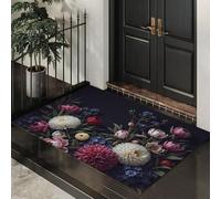 ALTCIRNMD Tapete Rojo Blanco Tulipán Peonía Puerta Felpudo De Entrada Exterior Atrapar Suciedad Alfombra Fotografía Realista para Interior Jardines Cocina Pasillo Trasera Delantera,60X90Cm
