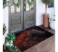 ALTCIRNMD Tapete Rojo Corcel De Hoja De Arce Puerta Felpudo De Entrada Exterior Atrapar Suciedad Alfombra Animales De Arte para Interior Jardines Cocina Pasillo Trasera Delantera,60X90Cm