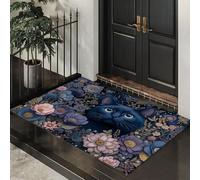 ALTCIRNMD Tapete Rosa Púrpura Gato Flor Puerta Felpudo De Entrada Exterior Atrapar Suciedad Alfombra Ilustraciones De Ensueño para Interior Jardines Cocina Pasillo Trasera Delantera,40X60Cm