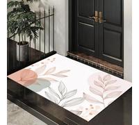ALTCIRNMD Tapete Rosa Verde Hojas Punteadas Puerta Felpudo De Entrada Exterior Atrapar Suciedad Alfombra Dibujo Lineal para Interior Jardines Cocina Pasillo Trasera Delantera,70X100Cm