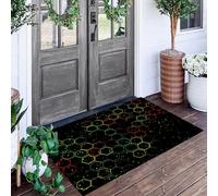 ALTCIRNMD Tapete Verde Hexágono Lineal Puerta Felpudo De Entrada Exterior Atrapar Suciedad Alfombra Estilo De Tecnología Cibernética para Interior Jardines Cocina Pasillo Trasera Delantera, 60X90Cm