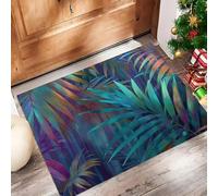 ALTCIRNMD Tapete Verde Hojas De Palma Exuberantes Puerta Felpudo De Entrada Exterior Atrapar Suciedad Alfombra Plantas Abstractas para Interior Jardines Cocina Pasillo Trasera Delantera,50X80Cm