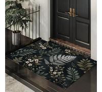 ALTCIRNMD Tapete Verde Parduzco Flores De Helecho Puerta Felpudo De Entrada Exterior Atrapar Suciedad Alfombra Ilustraciones Retro para Interior Jardines Cocina Pasillo Trasera Delantera,50X80Cm