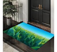 ALTCIRNMD Tapete Verde Pradera Poligonal Puerta Felpudo De Entrada Exterior Atrapar Suciedad Alfombra Geometría Moderna para Interior Jardines Cocina Pasillo Trasera Delantera,90X150Cm