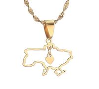 ALTCIRNMD Ucrania Mapa Collar Colgante Ucrania Mapa Collares para Mujeres Hombres Ucrania Continente Collar Ucrania Mapa Joyería Dainty Colgante Collar Regalo para Niñas Niños,Amarillo,50Cm