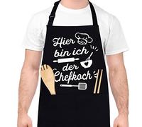 ALTcompluser Delantal de cocina con texto en alemán divertido para barbacoa, delantal de cocina para hombres, regalos divertidos para papá, abuelo, cumpleaños, regalo del día del padre, Negro , M